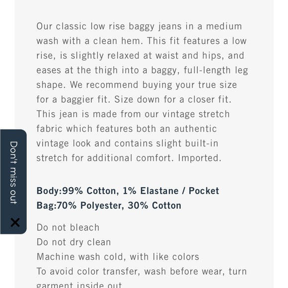 Abercrombie & Fitch Low Rise Baggy Jean - Picture 8 of 9